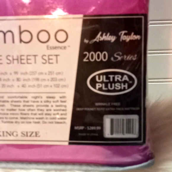 Bamboo Essence King Size Raspberry Pink- 6 Piece Sheet Set - Picture 8 of 10